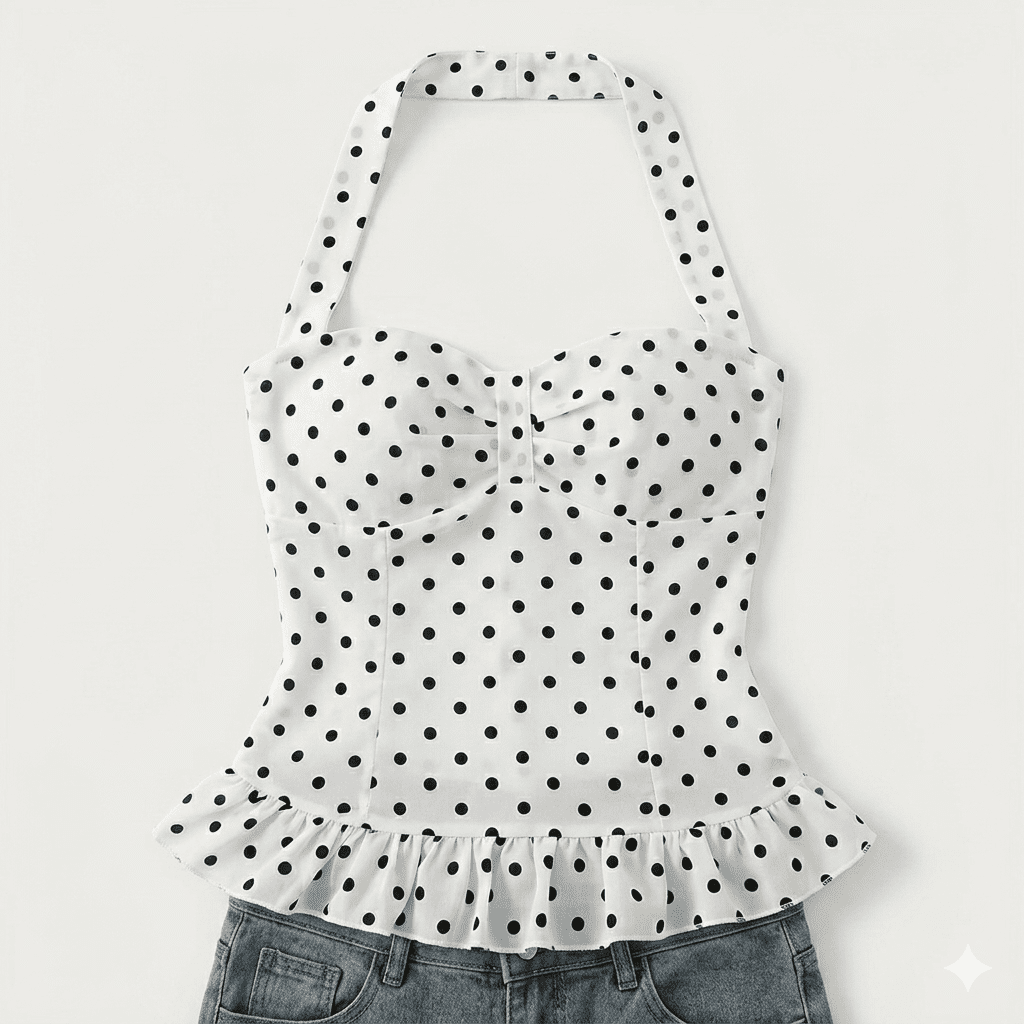 Polka Dot Halter Neck Top