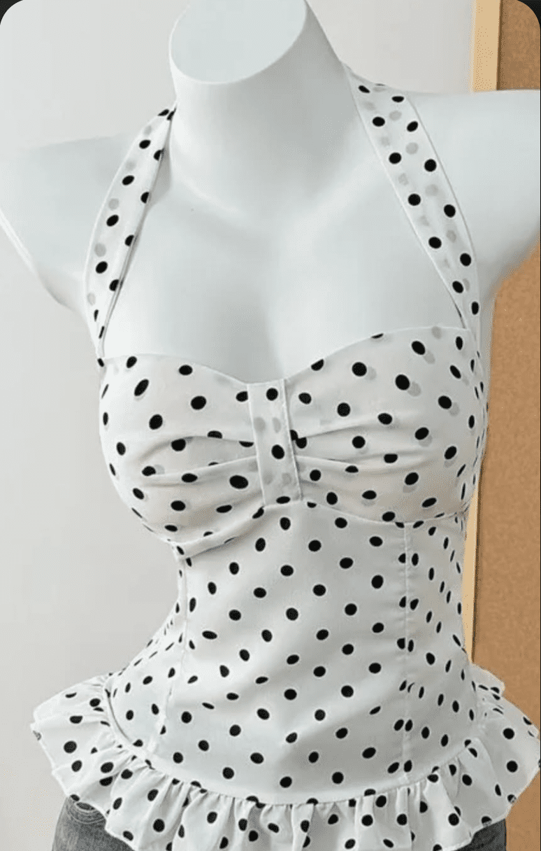 Polka Dot Halter Neck Top - Image 2